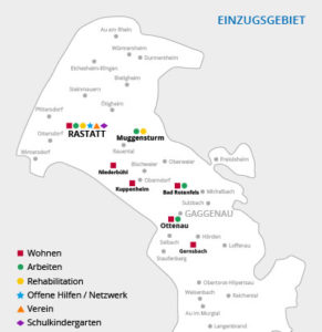 Karte mit Einzugsgebiet Lebenshilfe Rastatt/Murgtal e. V.